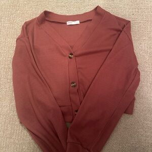 Wild Fable Brick Red Crop Cardigan Sweater